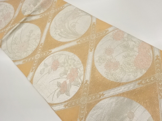 JAPANESE FUKURO OBI / WOVEN FLOWER ROUNDEL